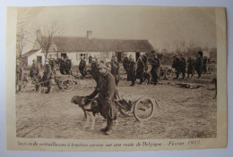 BELGIQUE - Section De Mitrailleuses à Traction Canine Sur Une Route En En Belgique - Février 1917 - Sonstige & Ohne Zuordnung