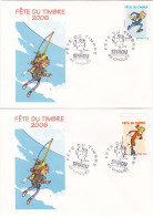 Fête Du Timbre 2006 Spirou  Le 25-02-2006   N° Y&T 3877 Et 3879 - Lettres & Documents