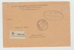 BUSTA SENZA LETTERA - RACCOMANDATA - ANNULLO HADAMA - AMARA DEL 1937 -COMANDO 4 RAGGRUP. CENTURI LAVORATORI - A.O.I. WW2 - Marcophilia (AirAirplanes)