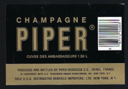 Etiquette Champagne  Piper Cuvée Des Ambassadeurs  Piper Heidsieck Reims  Marne 51 - Champagner