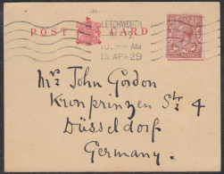Grossbritannien - Great Britain 1929 Postkarte LETCHWORTH Nach Düsseldorf (65346 - Storia Postale