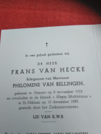 Doodsprentje Frans Van Hecke / Hamme 8/11/1925 Sint Niklaas 10/12/1989 ( Philomene Van Bellingen ) - Religione & Esoterismo