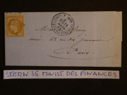 DP4  FRANCE   LETTRE  RARE SUPERBE 1869   ETOILE DE PARIS N° 35 MINISTERE DES FINANCES +N° 28 +AFF. INTERESSANT++ - 1849-1876: Classic Period