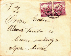 GRAINS HARVESTERS STAMPS ON  COVER / 3  DOUBLE FILER 1918,HUNGARY - Lettres & Documents