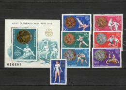 Romania 1976 Olympic Games Montreal, Rowing, Fencing, Handball, Wrestling Etc. Set Of 7 + S/s MNH - Sommer 1976: Montreal