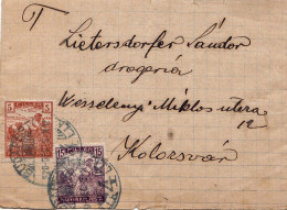 GRAINS HARVESTERS STAMPS ON  COVER / 5 AND 15 FILER 1920,HUNGARY - Cartas & Documentos