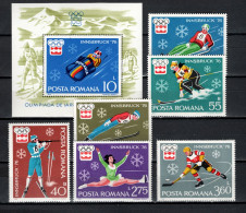 Romania 1976 Olympic Games Innsbruck Set Of 6 + S/s MNH - Winter 1976: Innsbruck