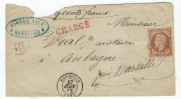 Lettre Chargée De Marseille Pour Aubagne - Napoléon Empire Franc 40 C. - 1853-1860 Napoleone III