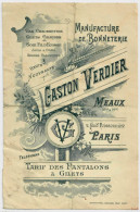 Manufacture De BONNETERIE Gaston VERDIER - MEAUX Paris - Laine Coton Pantalons Gilets Soie  /GP84 - Publicités