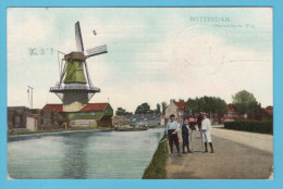 NEDERLAND Prentbriefkaart Overschiesche Weg Met Molen 1910 Rotterdam Naar Heiloo - Rotterdam