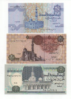 Ägypten  25 Piaster 2008 UNC, 1 Pound 2006 UNC, 5 Pounds 1996 UNC - Egipto