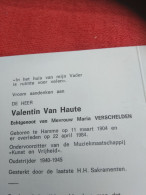 Doodsprentje Valentine Van Haute / Hamme 11/3/1904 - 22/4/1984 ( Maria Verschelden ) - Religion &  Esoterik