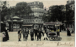 Liège Boulevard De La Sauvenière Avec Grand Hôtel Métropole Colorée Et Circulée En 1904 - Liege