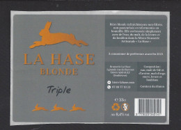 Etiquette De Bière Blonde Triple -  Brasserie La Hase  à  Airvault   (79) - Cerveza