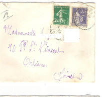 Env. Avec Timbre N° 361 + 363 - Oblitération Du 04-01-1939 - 1877-1920: Semi-Moderne
