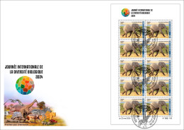 MALI 2024 FDC MS 10V - ELEPHANT ELEPHANTS - INTERNATIONAL DAY BIODIVERSITY - Olifanten