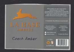 Etiquette De Bière Ambrée  -  Czech Amber -  Brasserie La Hase  à  Airvault   (79) - Bier