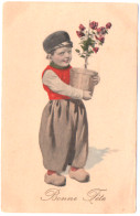 Illustrateur : à Identifier : Petit Garçon Portant Un Pot De Rosier - Hollande : éditeur - B. K. W. I. 242-1 - 1900-1949