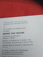 Doodsprentje Bennie Van Wouwe / Kruibeke 31/10/1942 Leuven 15/1/1992 ( Monique D'Hoey ) - Religion &  Esoterik