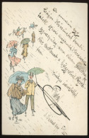 UMBRELLAS Vintage Litho Postcard 1899 - Autres & Non Classés