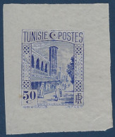 TUNISIE Mini épreuve D'atelier Type M MOSQUÉE HALFAOUINE A TUNIS 1931 Du N°171 50c Bleu Rare ! - Other & Unclassified