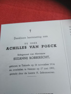 Doodsprentje Achilles Van Poeck / Tielrode 26/11/1914 Hamme 17/6/1993 ( Suzanne Robberecht ) - Religion & Esotérisme