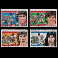 WORD CUP FOOTBALL.BISSAU.1982.Soccer Players .SET 4 USED - Other & Unclassified