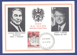 CARTE MAХIMUM .Leonid Breschnew, Jimmy Carter, Gipfeltreffen Wien, 15.6.1979, SALT II, Gedenkblatt. - Eventos
