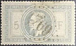 FRANCE Y&T N°33Ad Napoléon 5Fr. Gris Bleu. Oblitéré Losange C.G. N°1769 Le Havre - 1863-1870 Napoleon III With Laurels