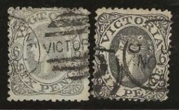 Victoria    .   SG    .   2 Stamps  . Wmk Sixpence     .   O      .     Cancelled - Used Stamps