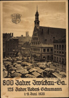 CPA Zwickau In Sachsen, Marktplatz, 800 Jahrfeier 1935, 125 Jahre Robert Schumann, Blason - Andere & Zonder Classificatie