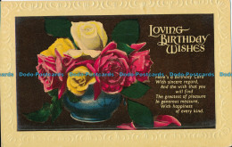 R003707 Greeting Postcard. Loving Birthday Wishes. Roses In Vases. H. B. No 309 - Welt