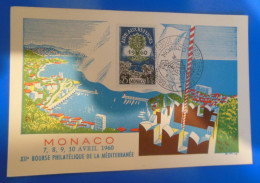 MONACO 7, 8, 9, 10 AVRIL 1960  -  XIIe BOURSE PHILATELIQUE DE LA MEDITERRANEE - Maximumkaarten