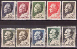 Yugoslavia 1968 - Definitive-Tito - Mi 1280 -1289 - MNH**VF - Unused Stamps
