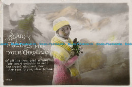 R004216 Greeting Postcard. Glad Wishes For Your Christmas. Girl. Regent. RP - Monde