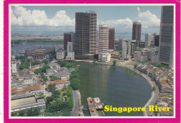 SINGAPOUR. SINGAPOUR ( ENVOYE DE). " SINGAPORE RIVER ". ANNEE 1987 + TEXTE + TIMBRES - Singapur