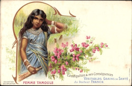 Lithographie Femme Tamoule, Sri Lanka, Volkstyp Aus Asien, Grains De Santé, Franck - Sri Lanka (Ceylon)