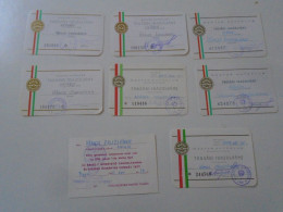 D203063   Lot Of 9 Membership Cards  Hungary  Magyar Autóklub -Hungarian Automobile Club -some With Stamps 1968-75 - Membership Cards