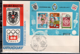 Uruguay 1976 Olympic Games Montreal / Innsbruck, Space, UPU, ITU S/s On FDC -scarce- - Sommer 1976: Montreal