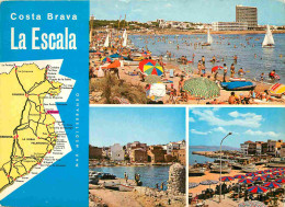 Espagne - Espana - Cataluna - Costa Brava - La Escala - Multivues - Carte Géographique - Femme En Maillot De Bain - CPM  - Gerona