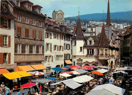 Marchés - Neuchatel - La Place Du Marché Et Les Halles - CPM - Voir Scans Recto-Verso - Markets
