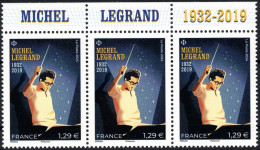 FRANCE 2024 - YT 5754 Neuf ** - Michel Legrand (1932-2019) -  Bande De 3 Haut De Feuille Avec Texte - Neufs