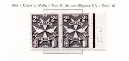 Malta, MNH, Postage Due, 1966, Michel 27, Pair ( Single Stamp 12,00 € ) - Malta