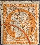 FRANCE Y&T N°5 Rare Cérès 40c Orange. Oblitéré Losange B.P. DS2 + Cachet Rouge. - 1849-1850 Cérès