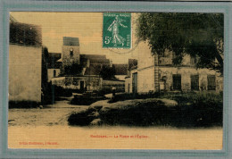 CPA (77) RECLOSES - Vue De La Place Et De L'Eglise En 1910 - Carte Colorisée D'aspect Toilé - Autres & Non Classés