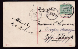 387/31 -- EGYPT ASWAN-LUXOR TPO (in Small Letters) - SCARCE Type  - Viewcard Cancelled 1913 To TROOZ Belgium - 1866-1914 Khedivato De Egipto