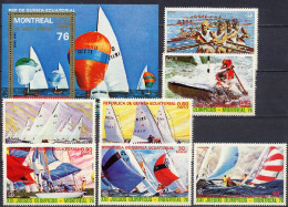 Equatorial Guinea 1976 Olympic Games Montreal, Sailing, Rowing, Kayaking Set Of 7 + S/s MNH - Summer 1976: Montreal