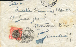 Ø 1 En Carta Fechada En Espluga De Francolí A Barcelona. Año 1927. Muy Rara. - Beneficiencia (Sellos De)