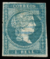 Ø 45. 1 Real. Mat. Parrilla Azul. Cat. +170 €. - Used Stamps
