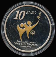 Irlanda. Moneda De Plata De 10 Euros. En Estuche. Dedicada A "Special Olympics World Summer Games", Año 2003. - Ierland